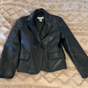 Elegant Black Leather Blazer